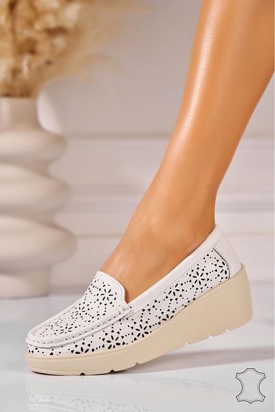 Joana Women's Loafers Natural Leather White Casiane
