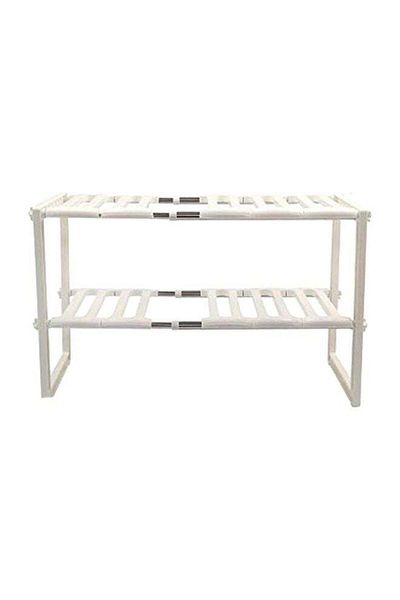 COOYA Double-Layer Shelf, Solid Material, Suitable for Under the Kitchen Sink, 70x38x26cm, White