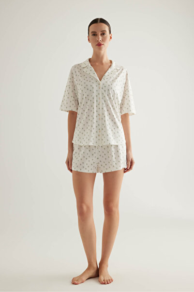 Hays Kadın Pamuklu Gömlek Yaka Şortlu Pijama Takımı