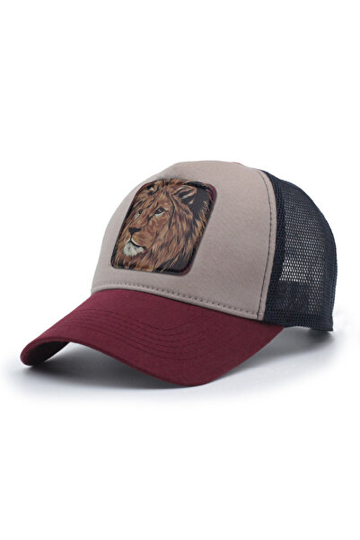 Trucker Aslan 2 Model Interchangeable Emblem Mesh Hat Claret Red Gray Navy Blue