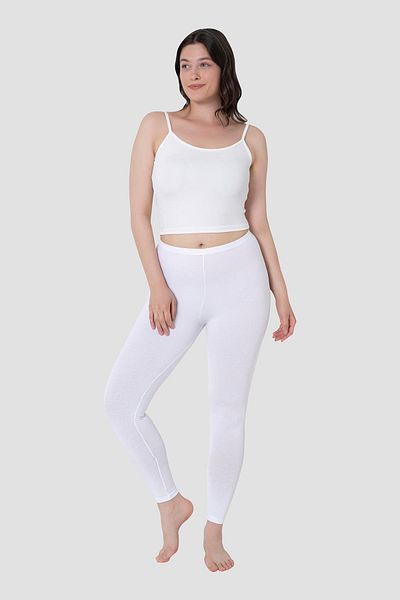 Arma Yıldız Colanți lungi din Lycra din bumbac alb de damă