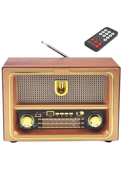 Denx راديو HI-FI قابل لإعادة الشحن مع ريموت تحكم عن بعد، بطارية ذات سعة كبيرة، محمول ، راديو FM بنمط قديم