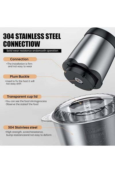 COOYA 3L Electric Meat Grinder, Stainless Steel Food Processor, Double Speed Control Cutting