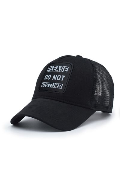 Trucker Do Not Disturb Model Interchangeable Emblem Mesh Hat Black