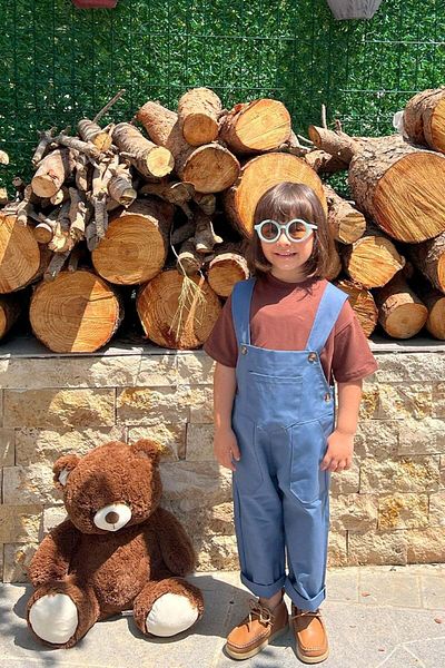 Ceylan Otantik Indigo Duck Linen Salopet Kids Jumpsuit