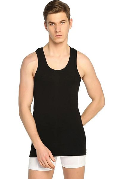 Paşa Yıldız Men's Strappy Classic Cotton Undershirt 1 Pack Black Color