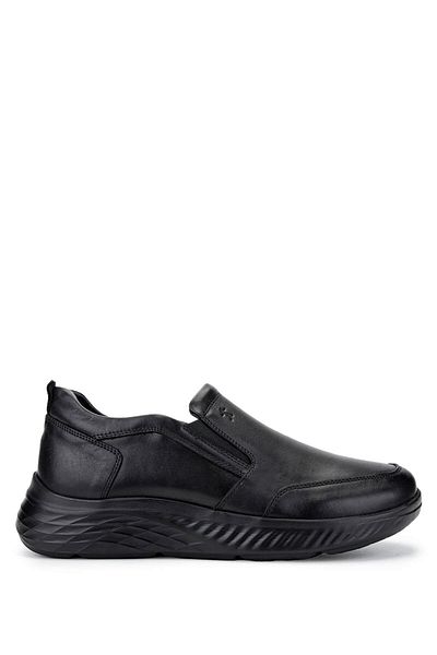 Tamer Tanca Men's Genuine Leather Black Leather Casual Shoes