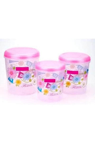 Generic Bisbell Floral Beauties Food Storage Containers with Lid, 500ml/1000ml/2000ml, Set of 3