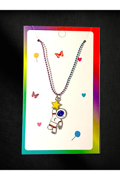 anonim Astronaut Themed Colorful Astronaut Necklace and Bracelet Set |   Special Card