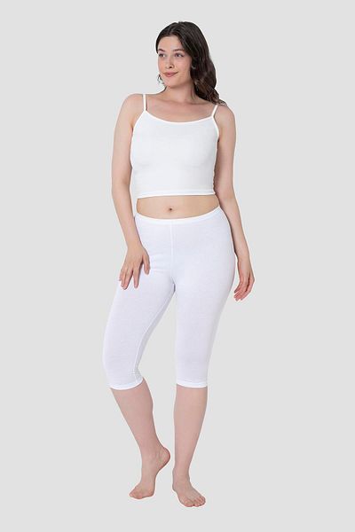 Arma Yıldız Colanți Capri de damă din 2 piese din bumbac alb Lycra