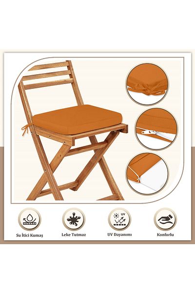 Evim Canvas 6-Piece Orange Liquid-Proof Stain-Proof Zippered Lace-Up Chair Cushion 40 X 40 cm