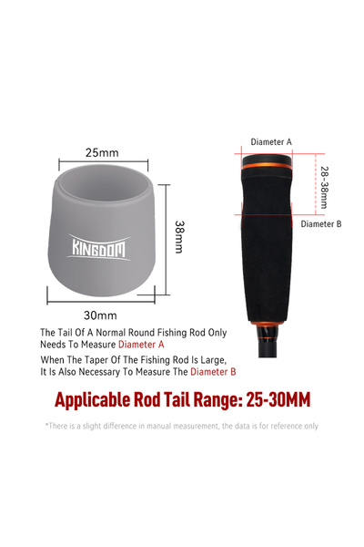 Choice حافظة واقية لمقبض صنارة صيد كينغدوم، لون رمادي، مقاس L، مع سدادة سيليك...