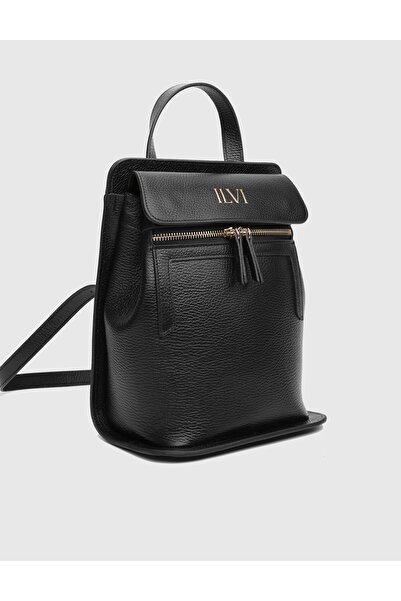 İLVİ Mathis Floter Deri Siyah Kadın Sırt Çantası