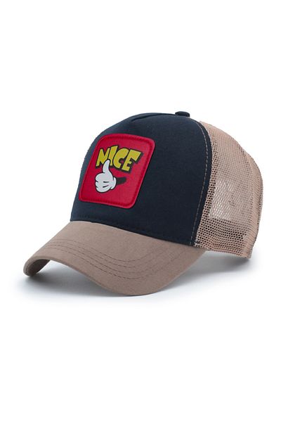 Trucker Mickey Hand Model Interchangeable Crest Mesh Hat Brown Navy Blue
