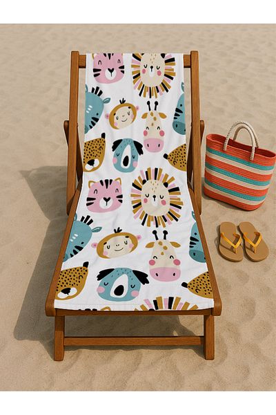 denizlicotton Beach Towel, 80 X 150 cm Printed Towel, Sea Towel, Sunbed Towel