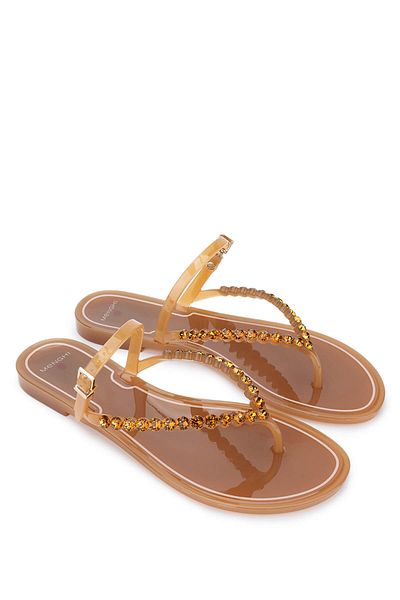 MENGHI Women's Pvc Caramel Flip Flops