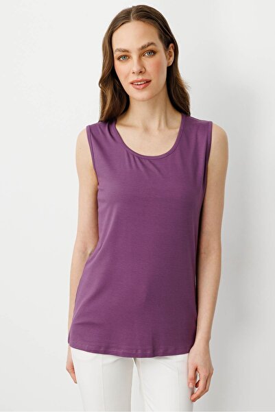 Desen Triko Γυναικείο μπλουζάκι με λουράκια από χτενισμένο βαμβάκι λιλά