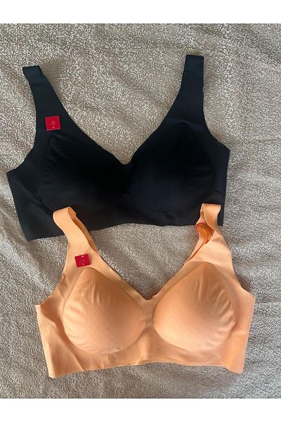MEBA Laser Cut V-Neck Seamless Wire Free Sports No Trace Ghost 2-Piece Bra