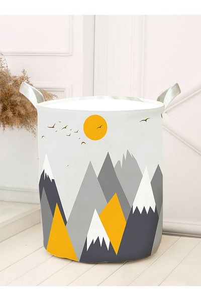 dekomingo Sun and Birds Upright Mountains Toy Basket and Room Organizer