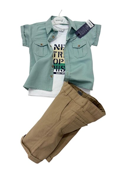 Terry Boy's Oxford Short Sleeve Shirt T-Shirt Shorts Suit / Shirt - 3 Piece Suit with T-Shirt Shorts