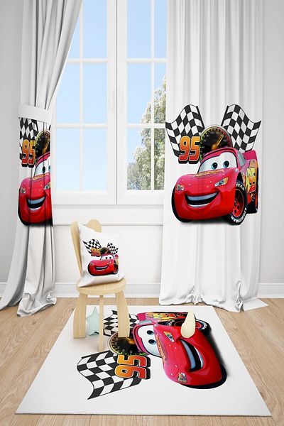 dekomingo White Backdrop Car Kids Room 2 Wing Background Curtain