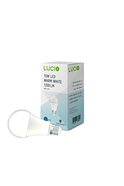 LUCİO مصباح LED موفر للطاقة E27، 15 واط، 6500 كلفن، خالٍ من الوميض