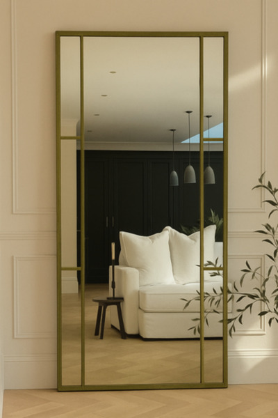 Ersan Dizayn Gold Metal Çerçeveli Modern Dekoratif Boy Aynası - 80x180 Cm