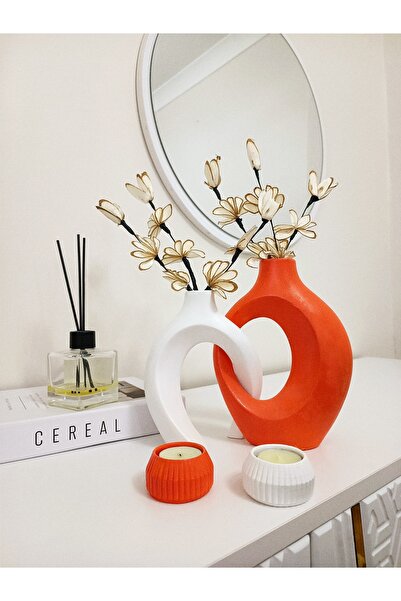 Home 2'li Sarmaşık Sevgili Vazo, Mumluklu Vazo Set, Modern Tasarım Dekoratif ...
