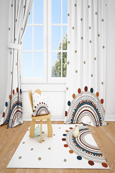 dekomingo Soft Rainbow BABY AND KIDS ROOM FON CURTAIN 2 WINGS