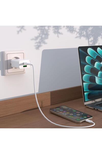 Polosmart PBS120 2 USB Çıkışlı Duvar Şarjı Beyaz