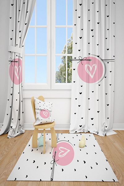 dekomingo RIBBON HEARTS CHILDREN'S AND BABY ROOM 2 WINGS PHONE CURTAIN