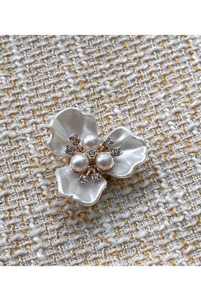 ODDA TASARIM ATÖLYESİ Shell and Pearl Brooch Model Plug-And-Stick Stylish Button