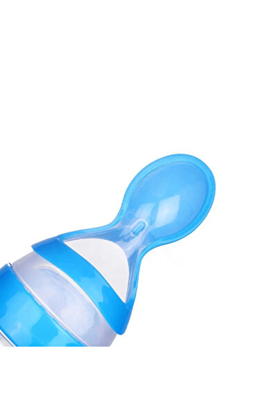 Empria Lingurita de silicon cu rezervor pentru bebelusi, diversificare bebe, Albastru