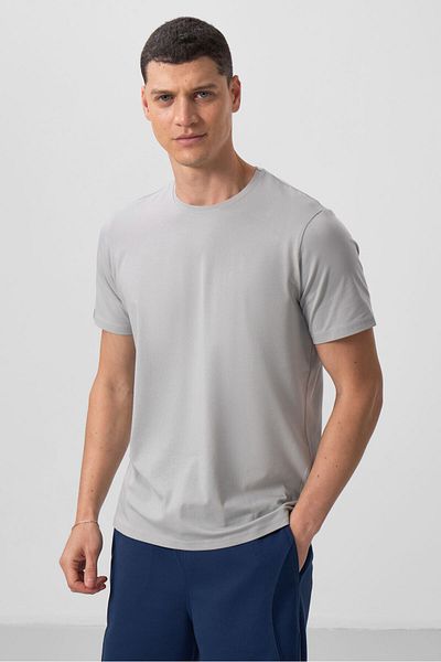 TOMMY LIFE Ανδρικό μπλουζάκι Basic Stone Color με κοντό μανίκι O λαιμόκοψη - 87911