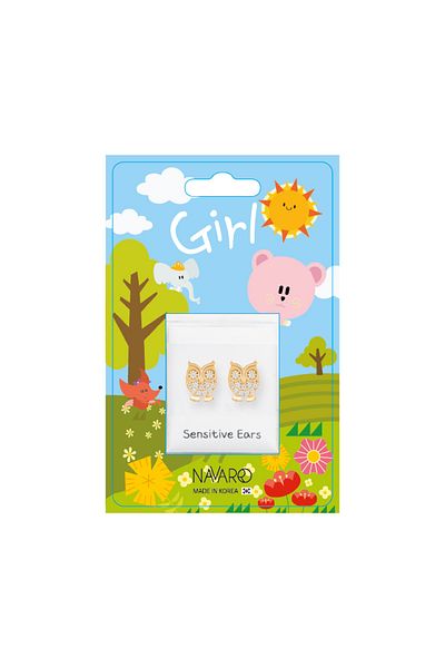 NAVARRO Stylish Korean medical earring for girls with a distinctive design - gold G007