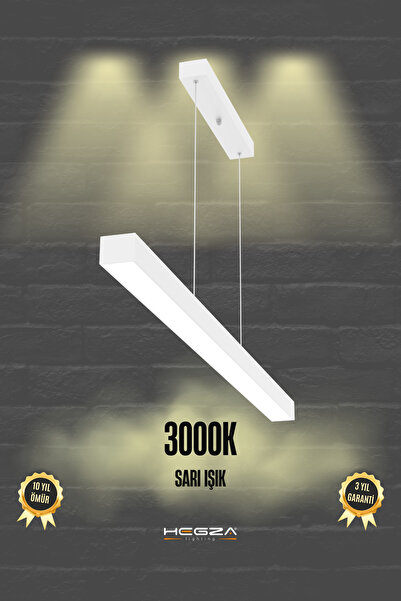 Hegza Lighting Lineer 100cm ( Beyaz Kasa, Sarı Işık ) Ledli Sarkıt Modern Led...