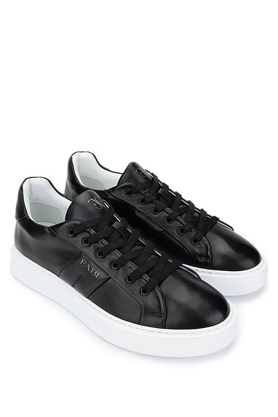 FABI Men's Genuine Leather Black Sneakers & Sports Shoes