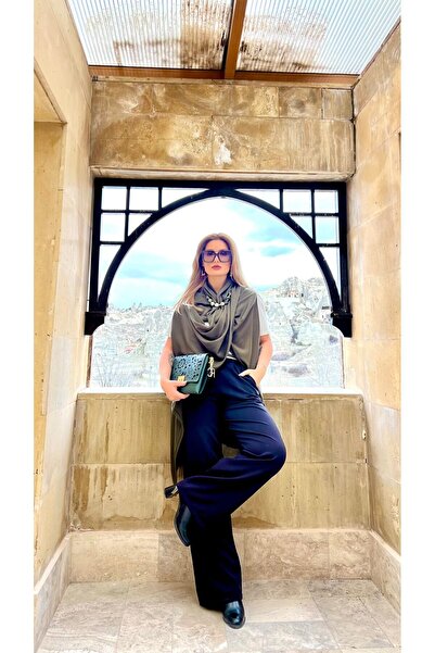 Yame Пончо-блузка кольору хакі