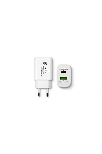 Depox Rychlonabíječka Prio 25W PD PPS (USB C) + QC 3.0 (USB A), bílá