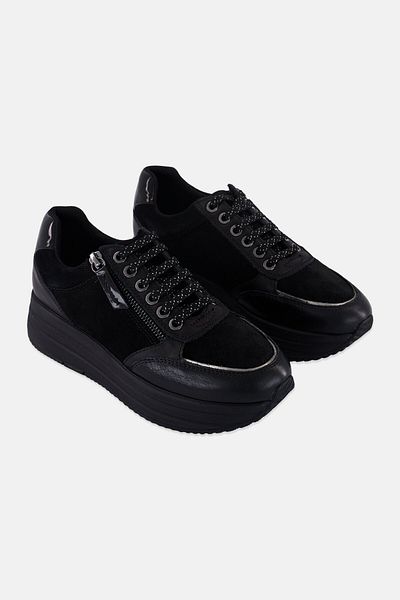 Geox Women Lace Up Casual Shoes, Black