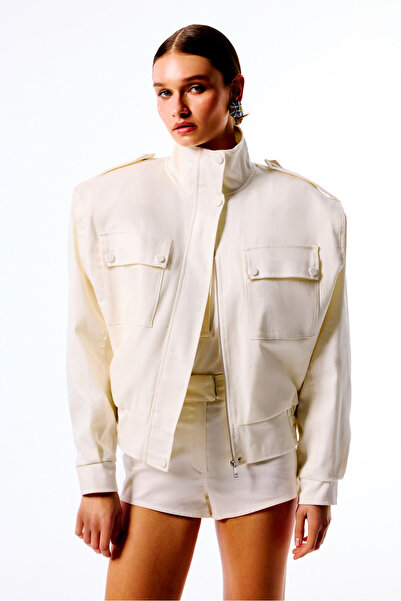 Love On Friday KORA Dikyaka Koton Ceket (Beyaz)