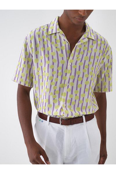 Xint Men's Lilac Regular Fit Linen Shirt