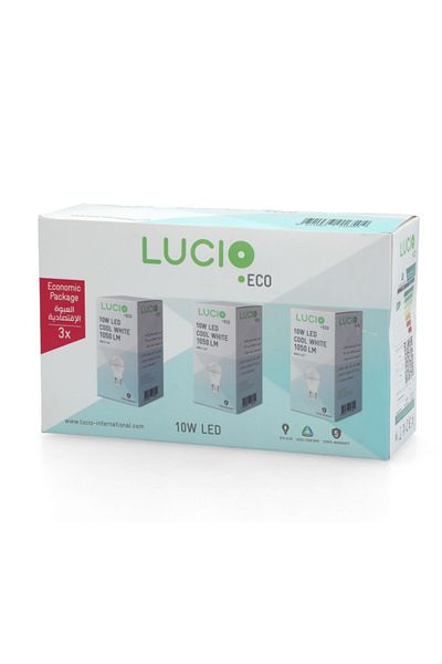 LUCİO 3Piece 10W 6500K 1050 Lumen Elegant Design LED Bulb for E27 Base