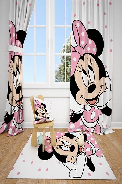 dekomingo Pink Mickey Baby And Kids Room Fpn Perdele 2 Canape