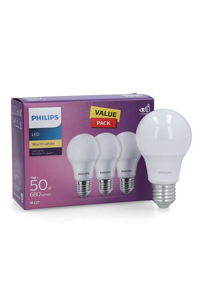 Philips لمبة LED موفرة للطاقة وخالية من الوميض، 3 قطع، 680 لومن E27