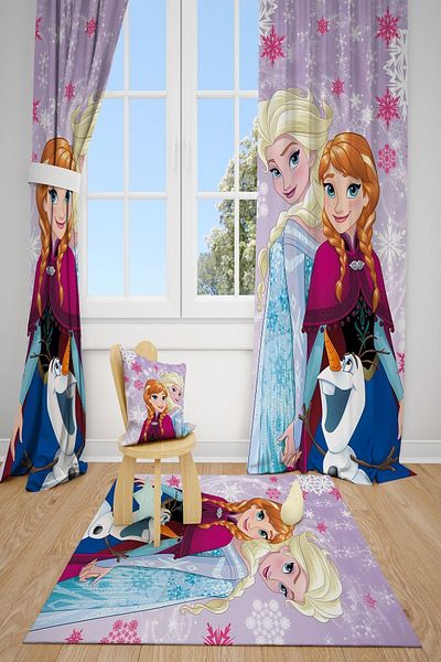 dekomingo Lilac Girl Character Snowflake Children's and Baby's Room 2 Wing Background Curtain