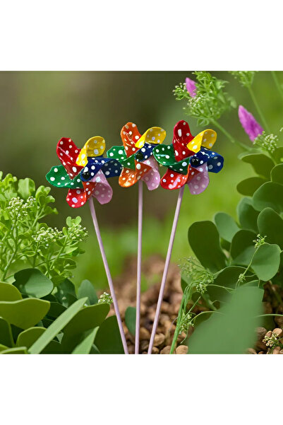 Nes Dekorasyon Üçlü Rüzgar Gülü Dekoratif Biblo Saksı Bahçe Süsü