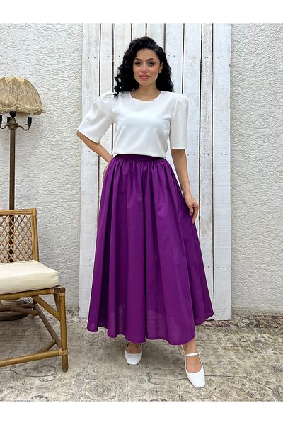 KÜÇÜĞÜM BUTİK Purple Poplin Flared Skirt