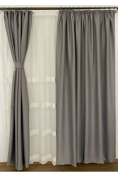 Liz Line Set doua draperii blackout, silver, "Monocrom Signature" by Liz Line, cu rejansa 2x140x245cm DR214