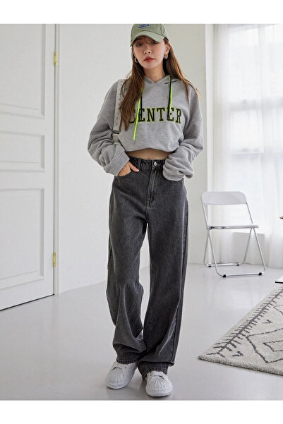 dressmix Kadın Antrasit Füme Salaş Pantolon Jeans Likralı Esnek Kot-1